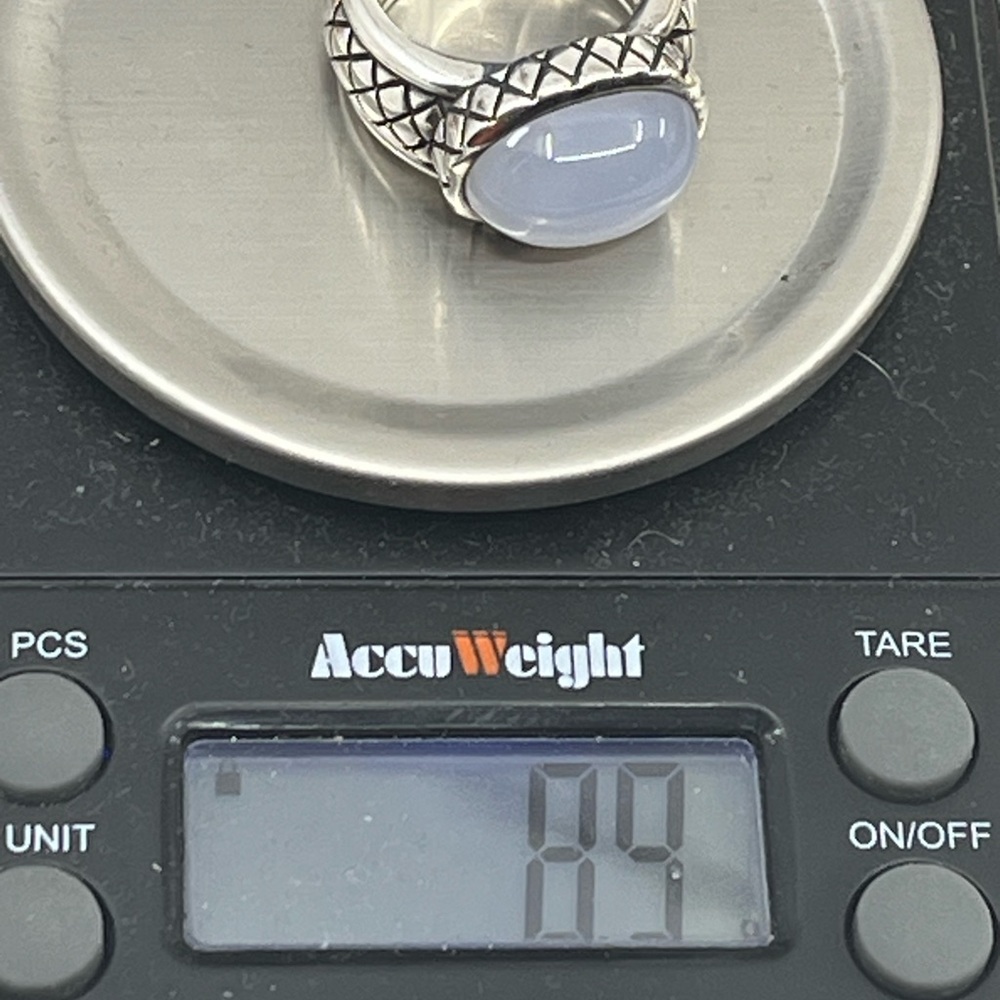 Vintage Sterling Silver Thai Ring with Blue Chalcedony – Size 4.75, 8.9g - Picture 17 of 17